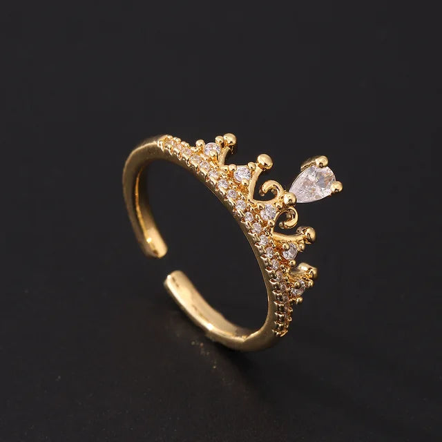 Rapunzel Crown Rings Princess Ring for Woman Fashion Wedding Geek Jewelry Accessories Gold Plated Adjustable Rings Gift for Her