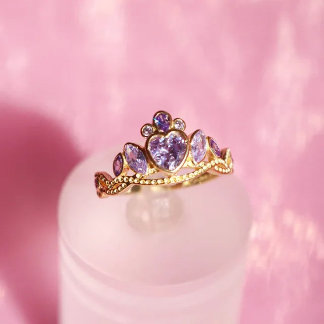Rapunzel Crown Rings Princess Ring for Woman Fashion Wedding Geek Jewelry Accessories Gold Plated Adjustable Rings Gift for Her